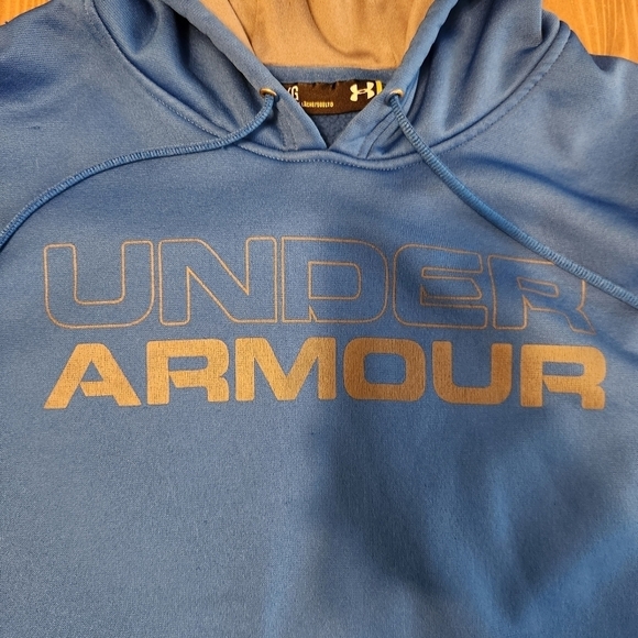 Men's Size Large Under Armour Hoodie Blue With Front Kangaroo Pockets See Pics - Picture 2 of 14